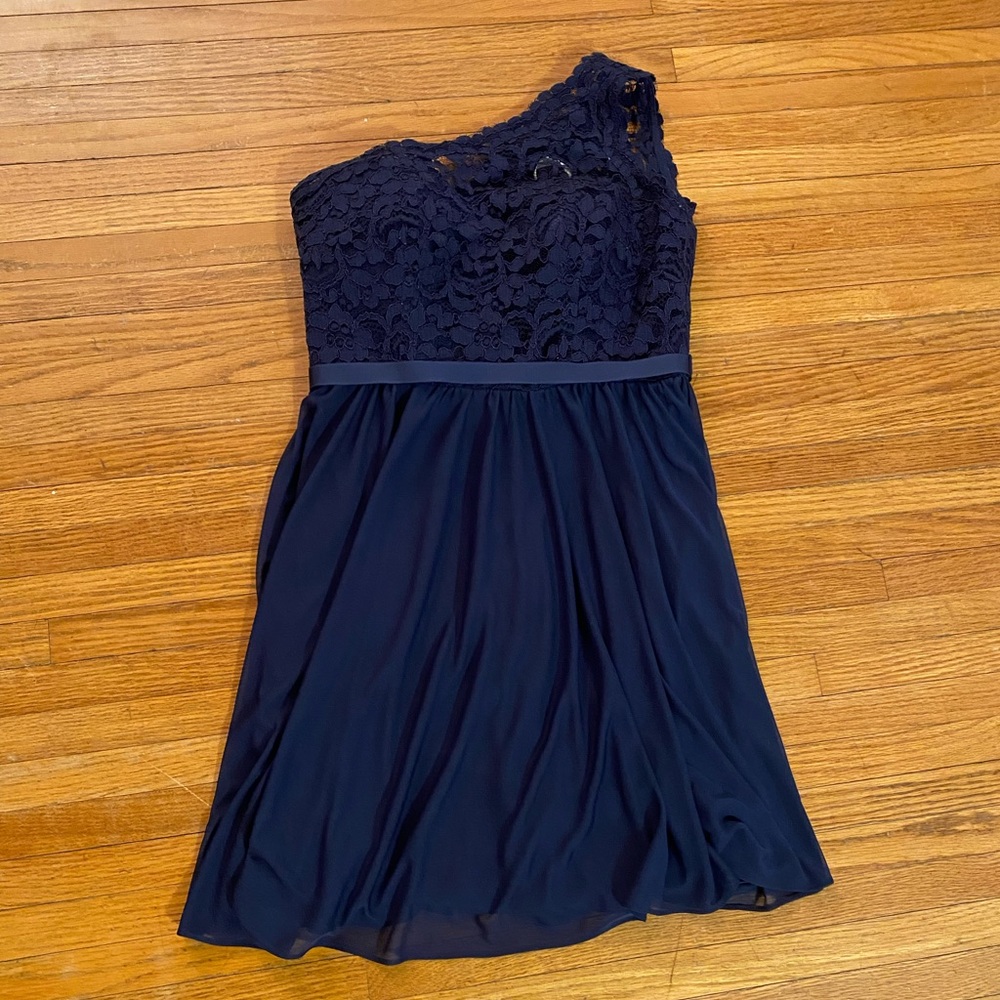 David’s Bridal Short One Shoulder Lace Bridesmaids Dress